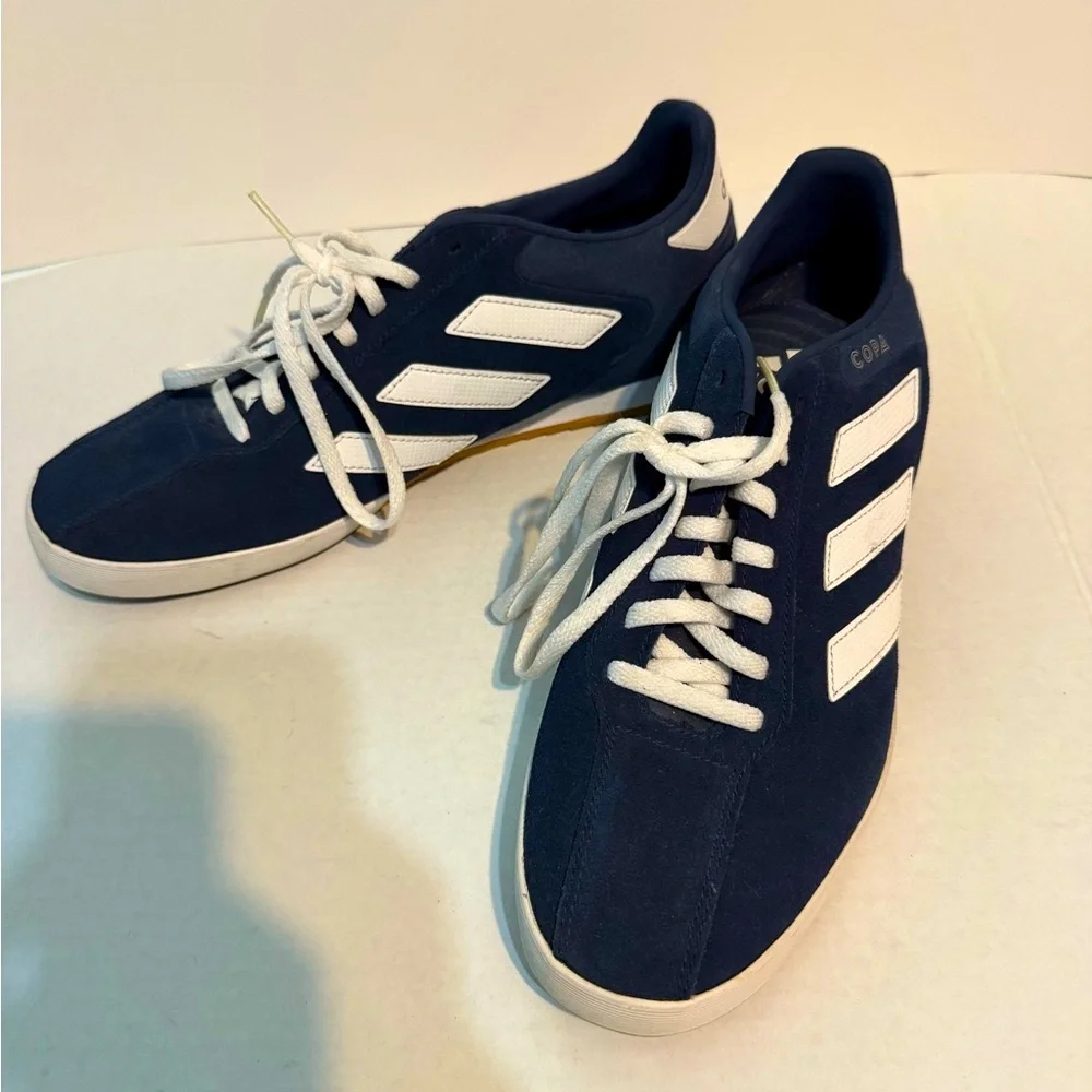 Adidas Men's Navy and White Sneakers